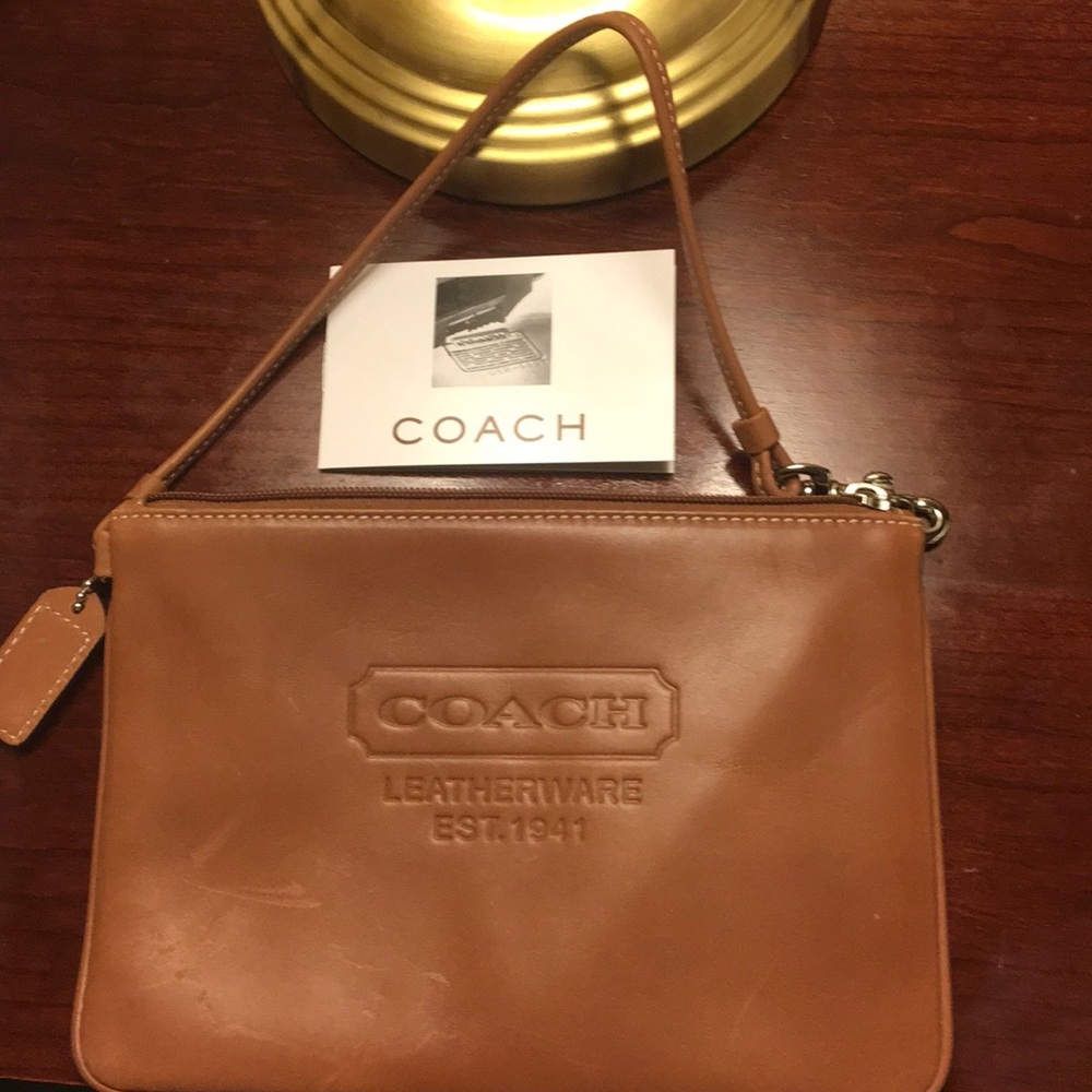 Coach brown leather wristlet wallet New